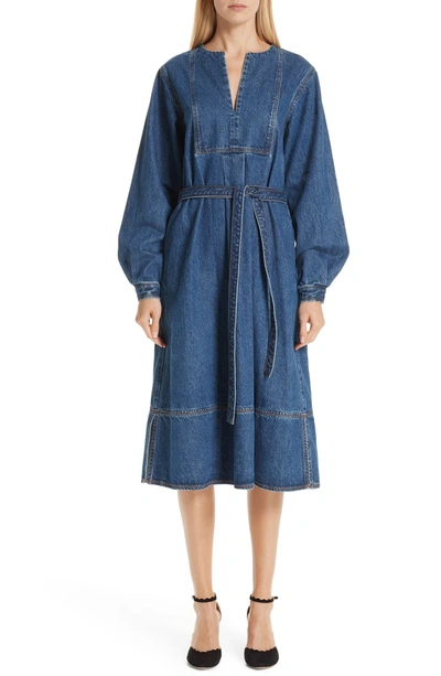 Shop Co Denim A-line Dress In Indigo