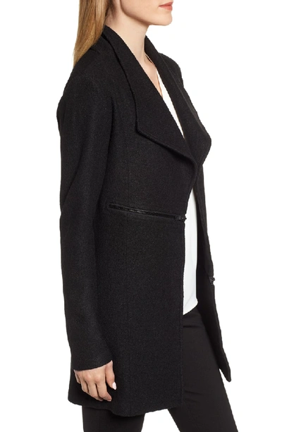 Shop Anne Klein Wing Collar Zip Detail Wool Blend Jacket In Anne Black