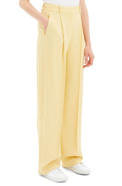 Shop Theory Pleated Front Trousers In Pale Straw