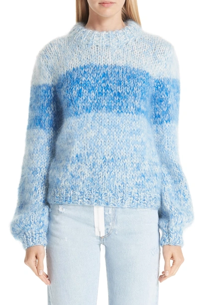 Ganni Julliard Dégradé Mohair And Wool-blend Sweater In Blue | ModeSens