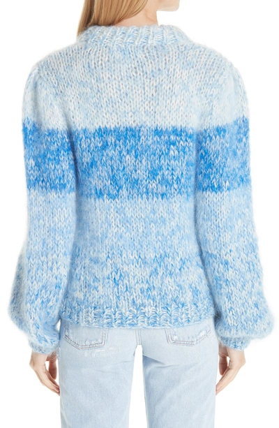 Shop Ganni Julliard Stripe Mohair & Wool Sweater In Lapis Blue 593