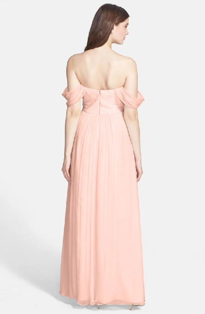 Shop Amsale Convertible Crinkled Silk Chiffon Gown In Blush