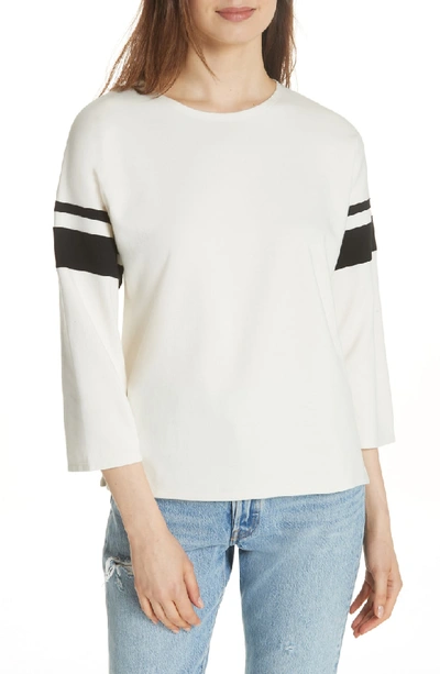 Shop La Ligne Varsity Tee In Cream/ Black Stripe