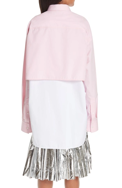 Shop Calvin Klein 205w39nyc Layered Cotton Poplin Shirt In Rose Optic White