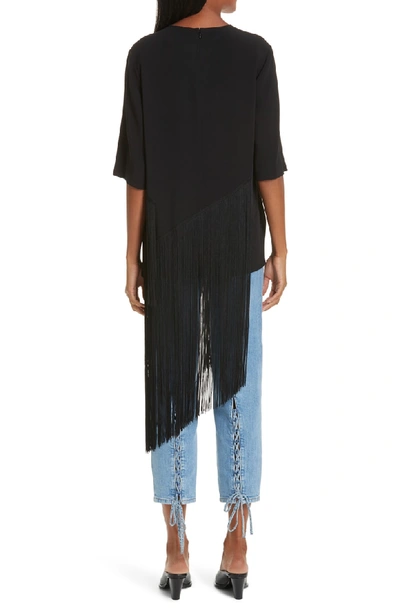 Shop Stella Mccartney Stretch Cady Fringe Top In Black