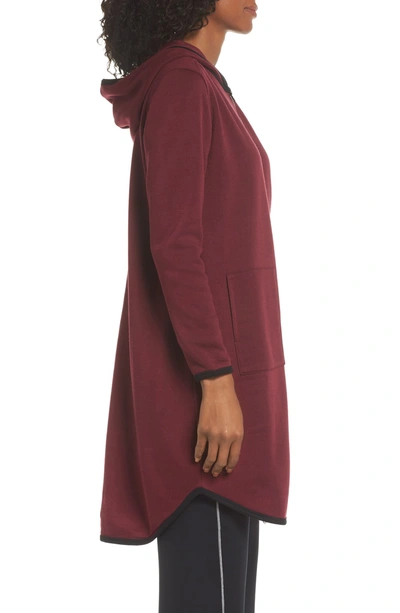 Shop Naked Fleece Longline Hoodie In Pinot Noir