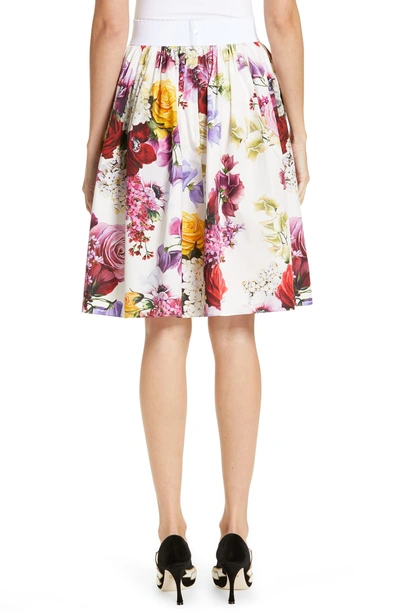 Shop Dolce & Gabbana Floral Print Cotton Poplin Skirt In Haw86 Pink Floral
