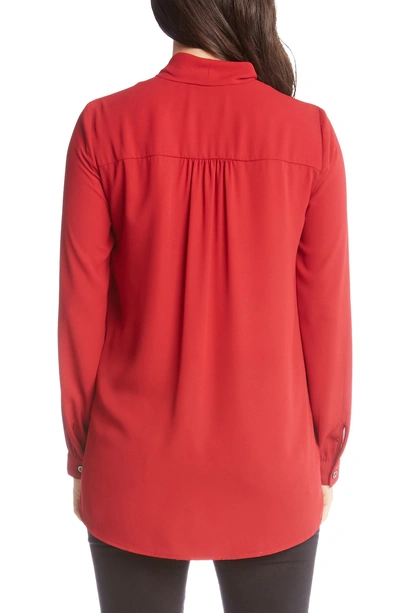 Shop Karen Kane Tie Neck Top In Red