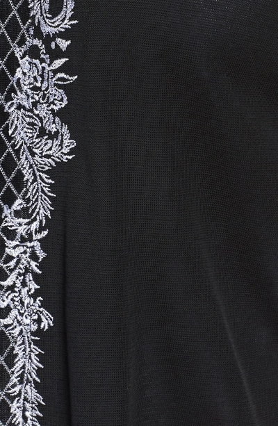 Shop Ming Wang Embroidered Knit Jacket In Black/ White