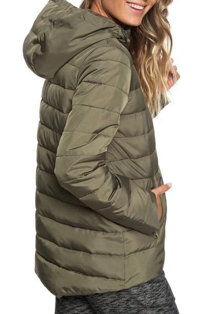 Shop Roxy Rock Peak Puffer Jacket In Burnt Olive