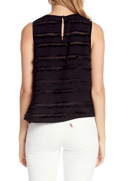 Shop Michael Stars Fringe Trim Stripe Tank In Black