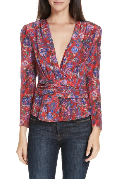 Shop Iro Hurl Floral Print Silk Blouse In Red
