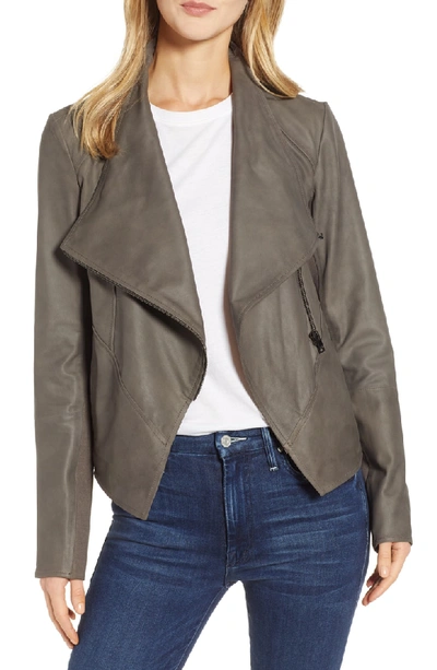 Shop Lamarque Asymmetrical Zip Front Leather Cascade Jacket In Grey
