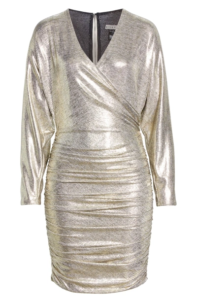 Shop Alice And Olivia Pace Batwing Sleeve Party Dress In Silver