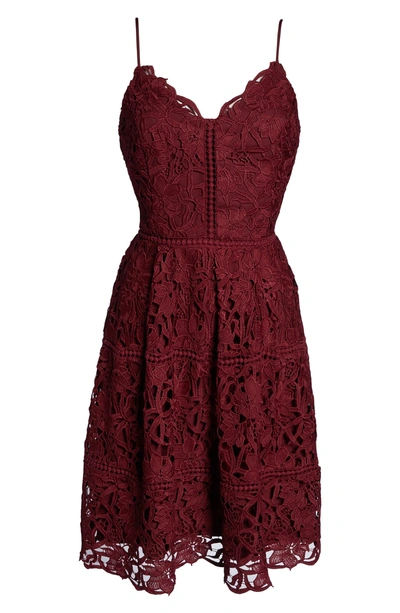 Shop Adelyn Rae Jenny Lace Fit & Flare Dress In Cabernet