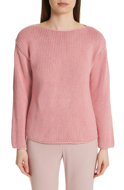 Shop Mansur Gavriel Cotton Boatneck Sweater In Blush