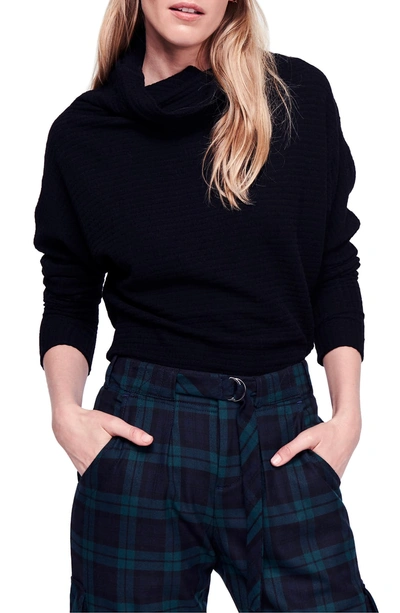 Free People Kitty Waffle-knit Turtleneck Sweater In Black | ModeSens