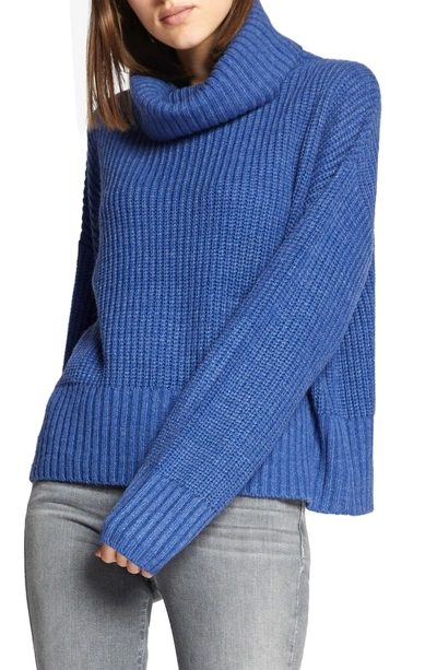 Shop Sanctuary Cowl Neck Shaker Sweater In Heather Electric Blue