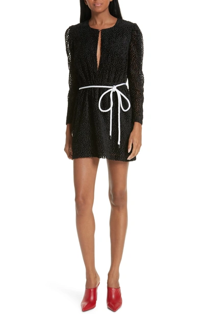 Shop Robert Rodriguez Pauline Rope Belt Velvet Devore Dress In Black