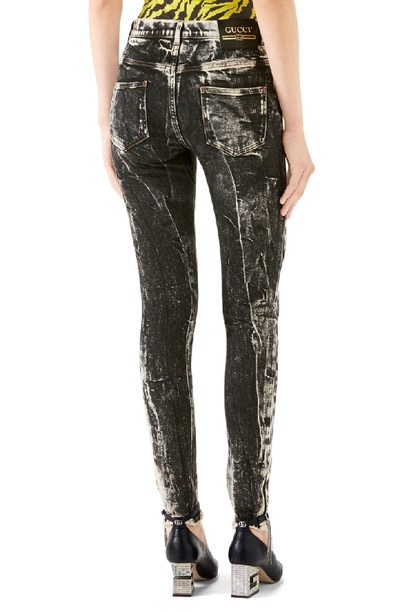 Shop Gucci Marble Wash Stretch Jeans In 1070 Black/ White