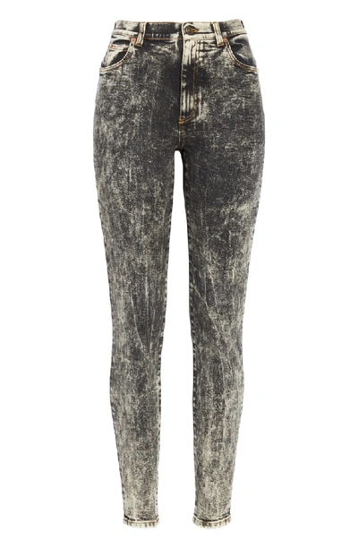 Shop Gucci Marble Wash Stretch Jeans In 1070 Black/ White