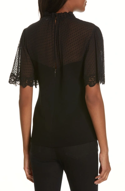 Shop Rebecca Taylor Lace Crepe Top In Black