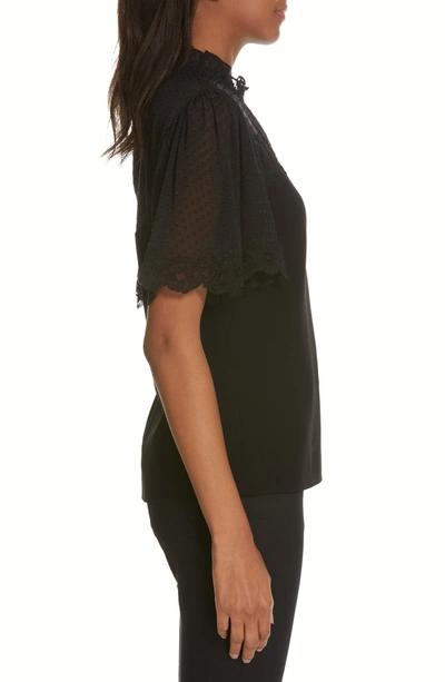 Shop Rebecca Taylor Lace Crepe Top In Black