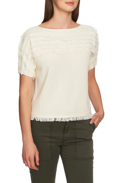 Shop 1.state Raw Edge Combed Cotton Sweater In White Swan