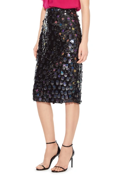 Shop Parker Glenda Sequin Pencil Skirt In Black Multi