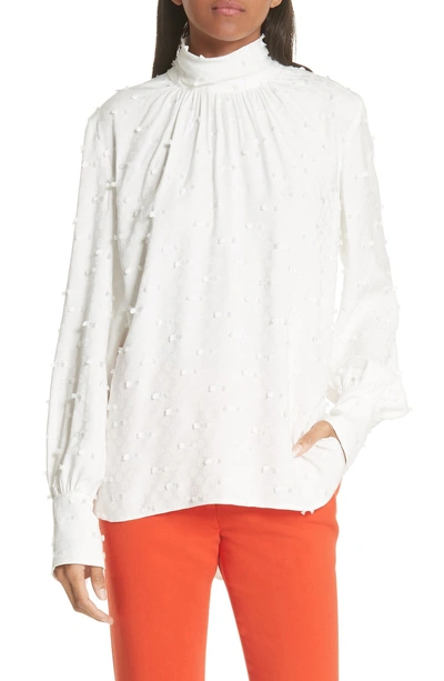 Shop Rachel Comey Rite High Neck Fringe Crepe Top In Off White