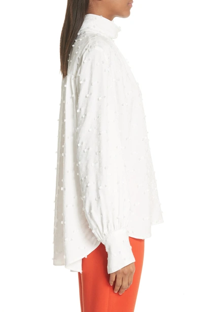 Shop Rachel Comey Rite High Neck Fringe Crepe Top In Off White