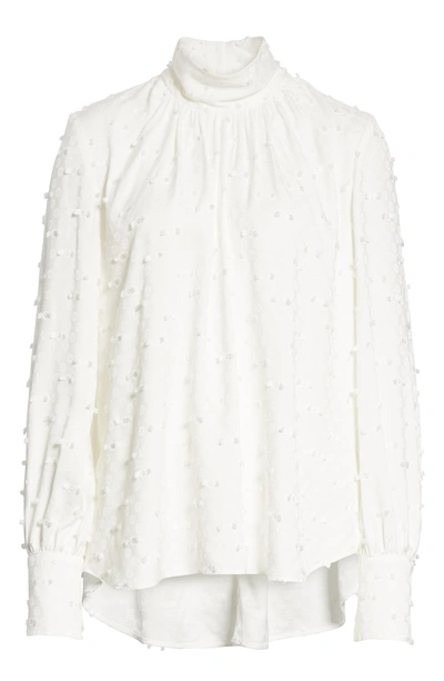 Shop Rachel Comey Rite High Neck Fringe Crepe Top In Off White