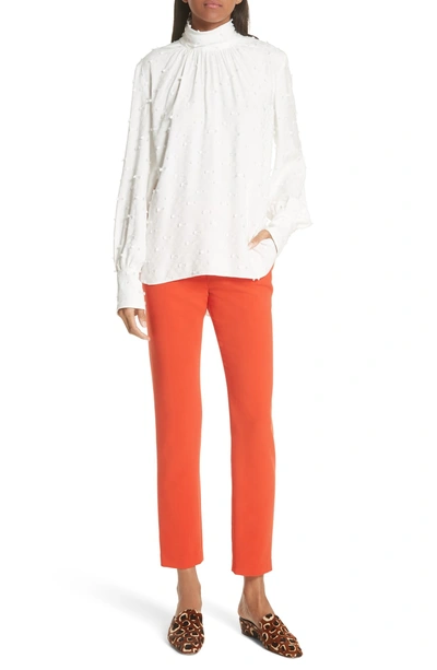 Shop Rachel Comey Rite High Neck Fringe Crepe Top In Off White