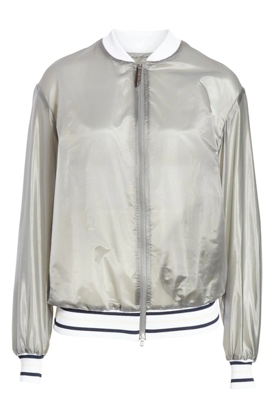 Shop Fabiana Filippi Sheer Track Jacket In Grey