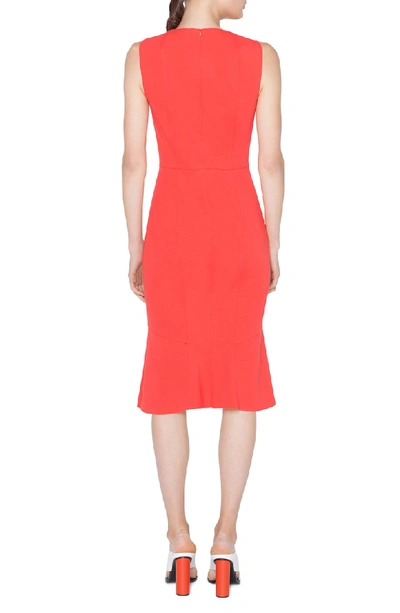 Shop Akris Punto Scallop Cutout Dress In Rosso Forte