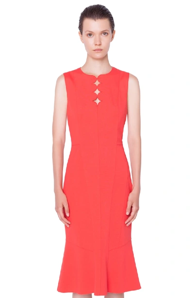 Shop Akris Punto Scallop Cutout Dress In Rosso Forte