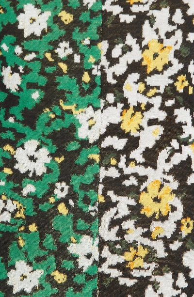 Shop Proenza Schouler Bicolor Silk Jacquard Floral Sweater In 12222 Black/ Green Combo