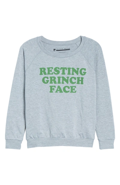 Shop Prince Peter Resting Grinch Face Sweatshirt In Grey