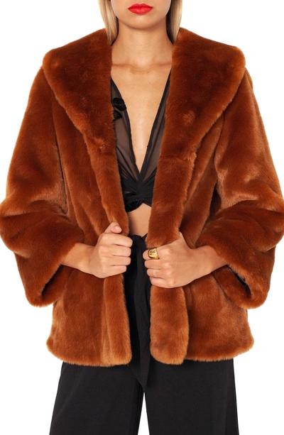 Shop Amuse Society Furever Mine Faux Fur Jacket In Camel