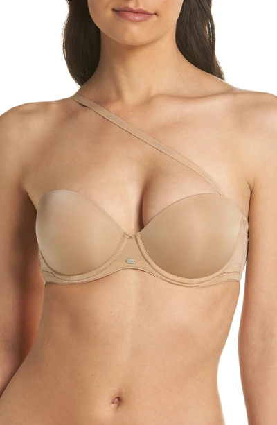 Shop Calvin Klein 'naked Glamour' Convertible Strapless Push-up Bra In Buff