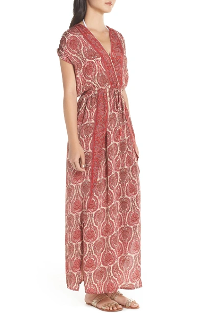 Shop Elan Wrap Maxi Cover-up Dress In Paisley Coral