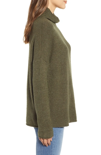 Shop French Connection Flossy Roll Neck Sweater In Dark Olive Night
