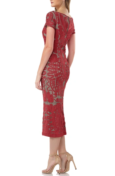 Shop Js Collections Soutache Trumpet Dress In Red/ Clay