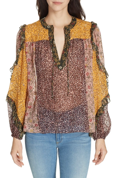 Shop Ulla Johnson Norma Floral Print Silk Blend Blouse In Tropical