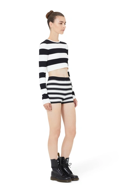 Shop Marc Jacobs Stripe Crop Sweater In Black/ Ivory