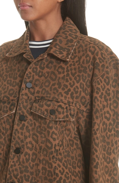 Shop Alexander Wang T Daze Leopard Print Denim Jacket In Tan Leopard Print