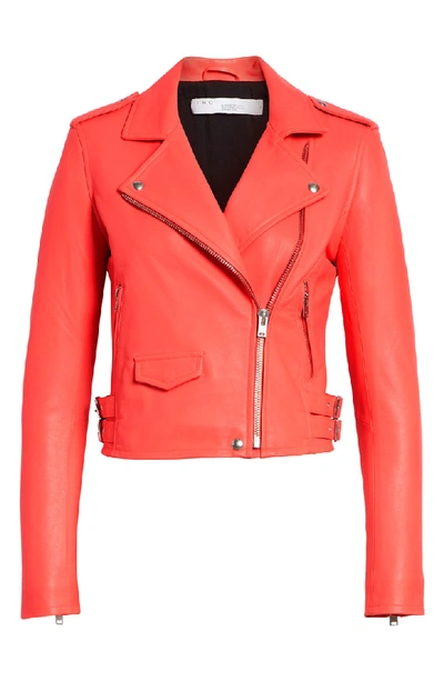 Shop Iro 'ashville' Leather Jacket In Orange