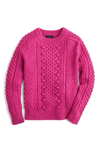 Shop Jcrew Popcorn Cable Knit Sweater In Heather Fresh Berry