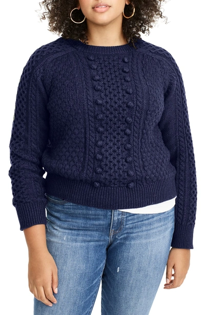 Shop Jcrew Popcorn Cable Knit Sweater In Navy
