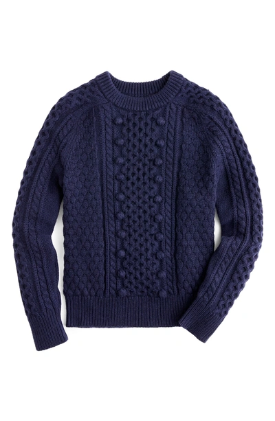 Shop Jcrew Popcorn Cable Knit Sweater In Navy